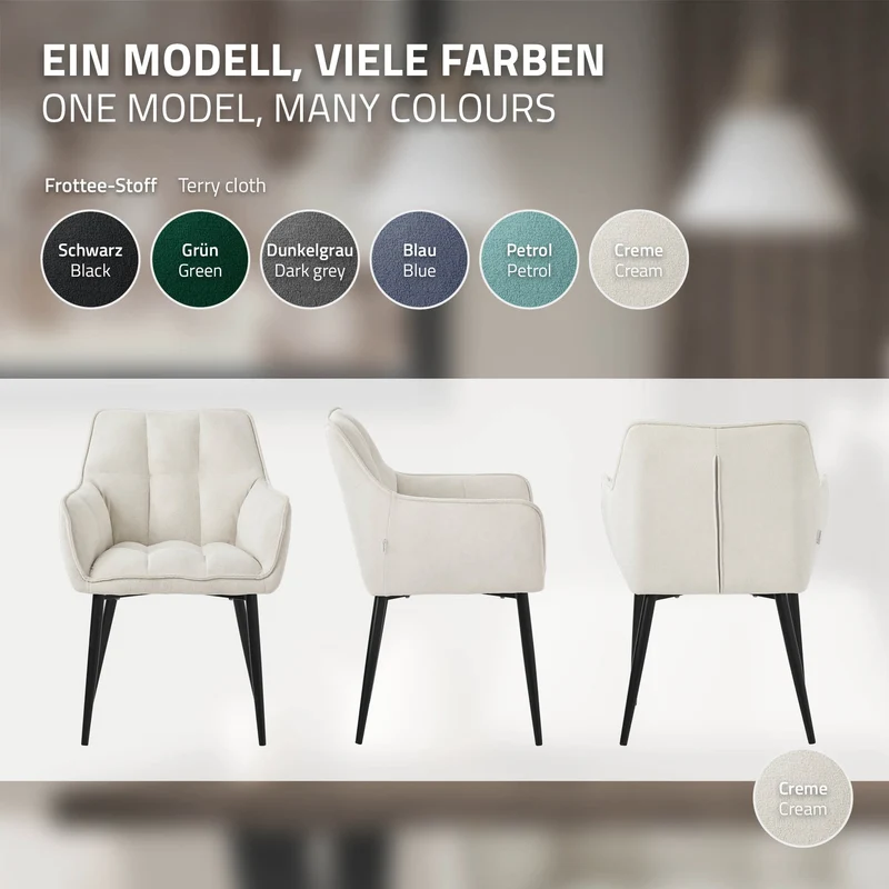 B-Ware Esszimmerstuhl Creme aus Frotteestoff mit gepolstertem Sitz ML-Design