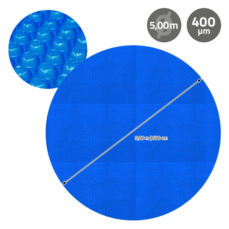 Pool Solarfolie rund Ø 500 cm Blau, Pool Solarabdeckplane 400µm, Solarplane Solarabdeckung zuschneidbar, Poolabdeckung
