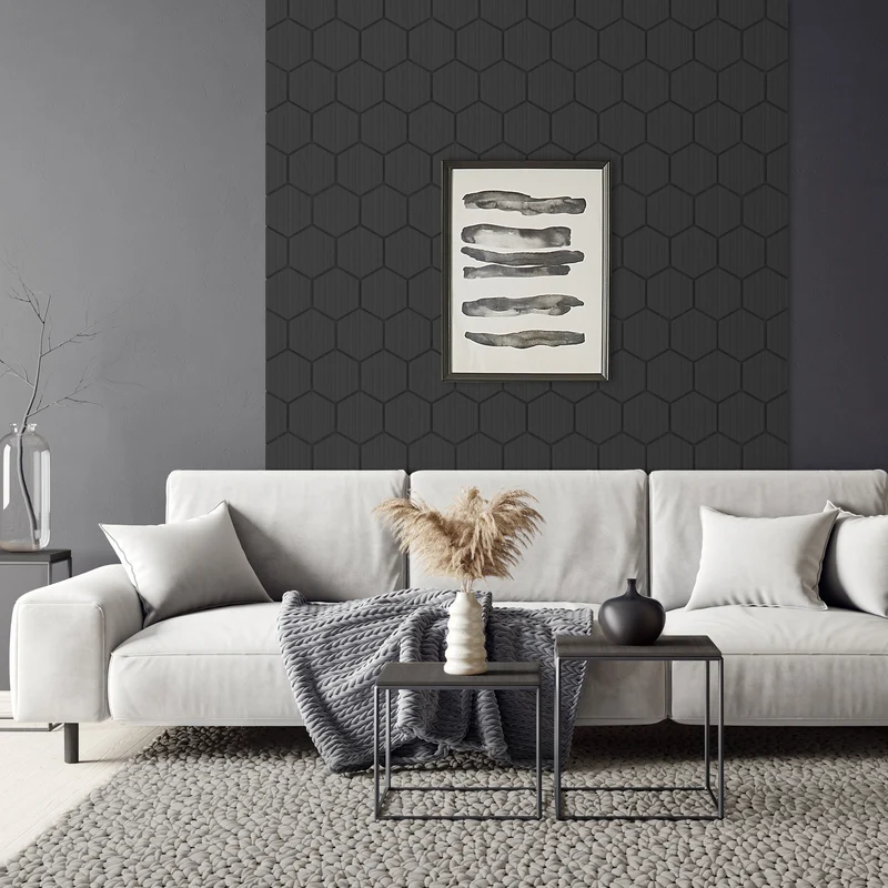 2er Set Akustikpaneele für 1m² Schwarz Wandpaneele Hexagon Schallabsorber Schalldämmung ML-Design