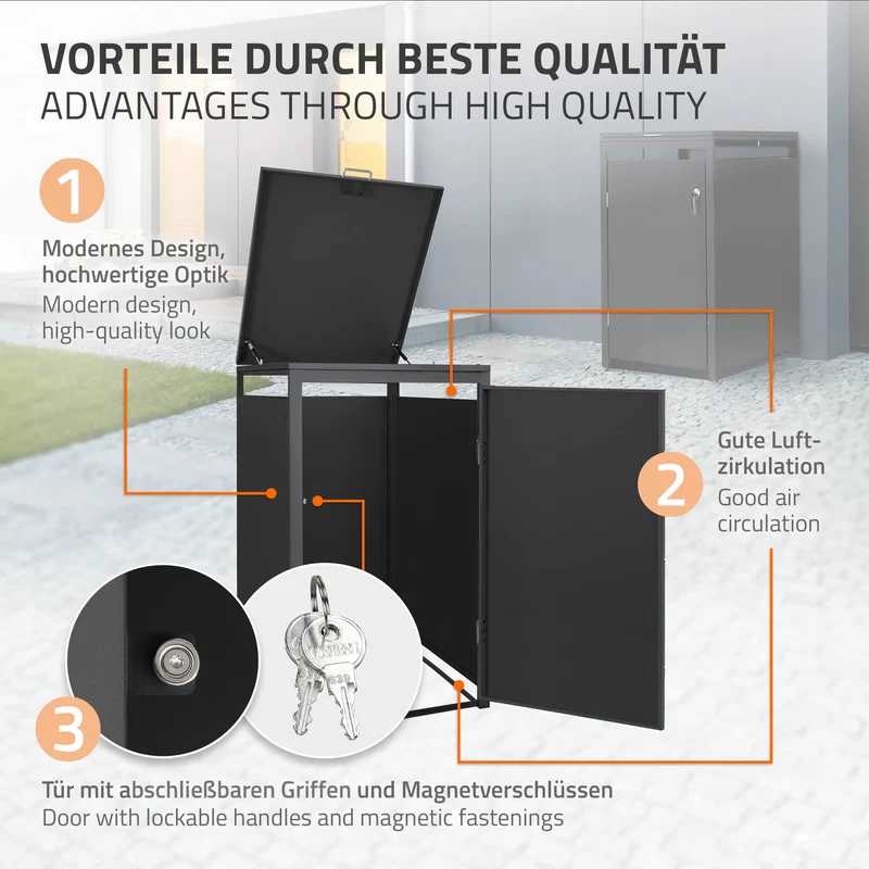 Mülltonnenbox Mülltonnenverkleidung für bis zu 4 Tonnen je 240L aus Stahl