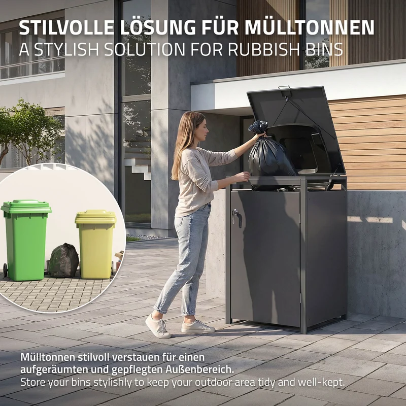 Mülltonnenbox Mülltonnenverkleidung für bis zu 4 Tonnen je 240L aus Stahl