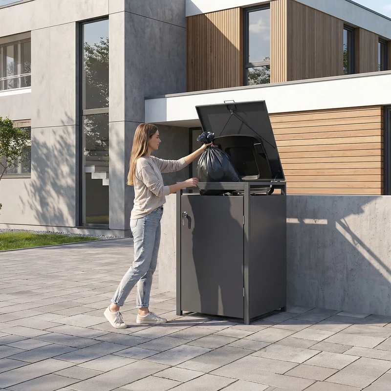 Mülltonnenbox Mülltonnenverkleidung für bis zu 4 Tonnen je 240L aus Stahl