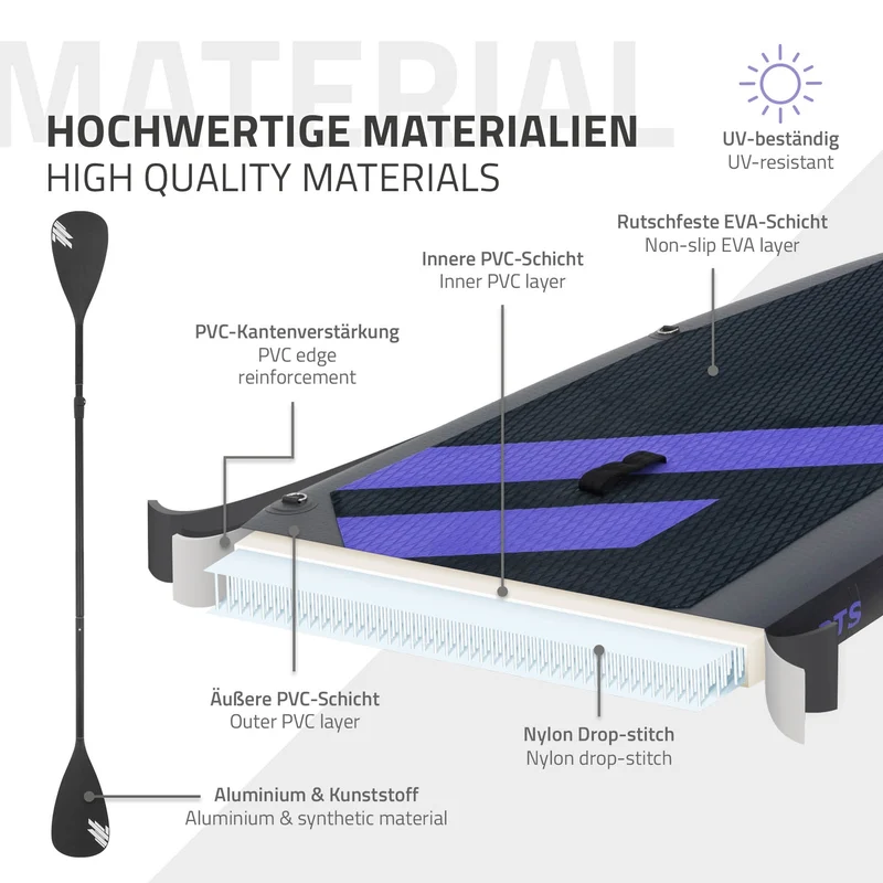 Stand Up Paddle aufblasbares SUP Board mit Kajak Sitz 320x82x15 cm aus PVC inkl. Pumpe und Tragetasche