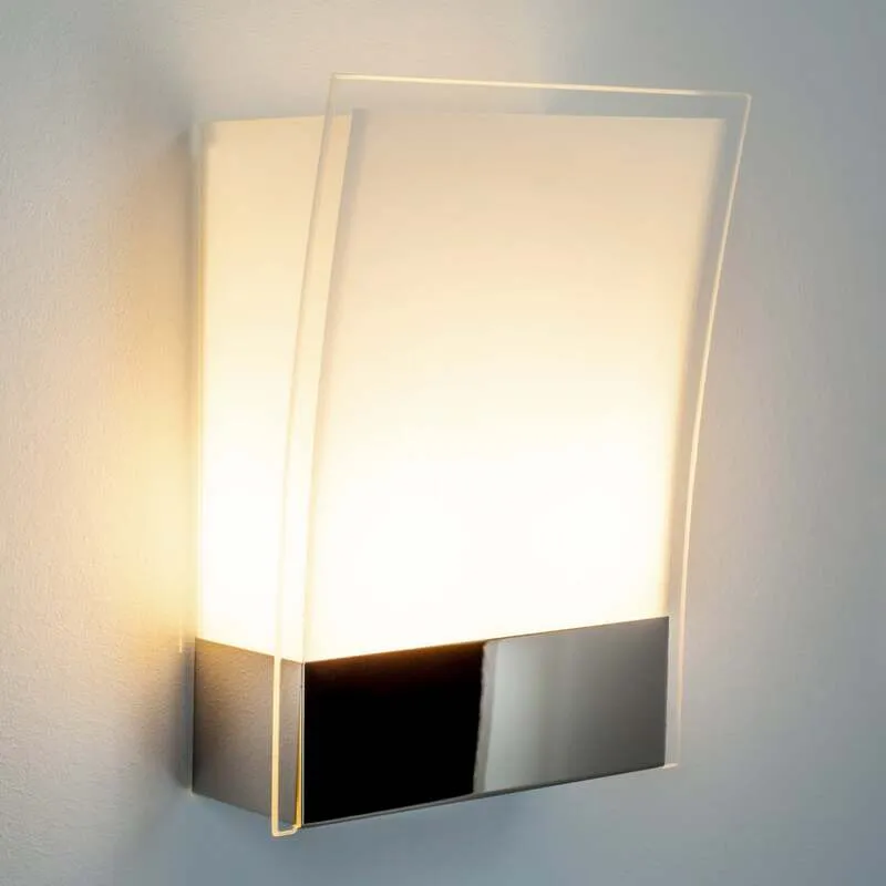 B-Ware Lindby Wandleuchte Malthe LED Wandlampe dimmbar chrom weiß 27cm Höhe 19,5cm