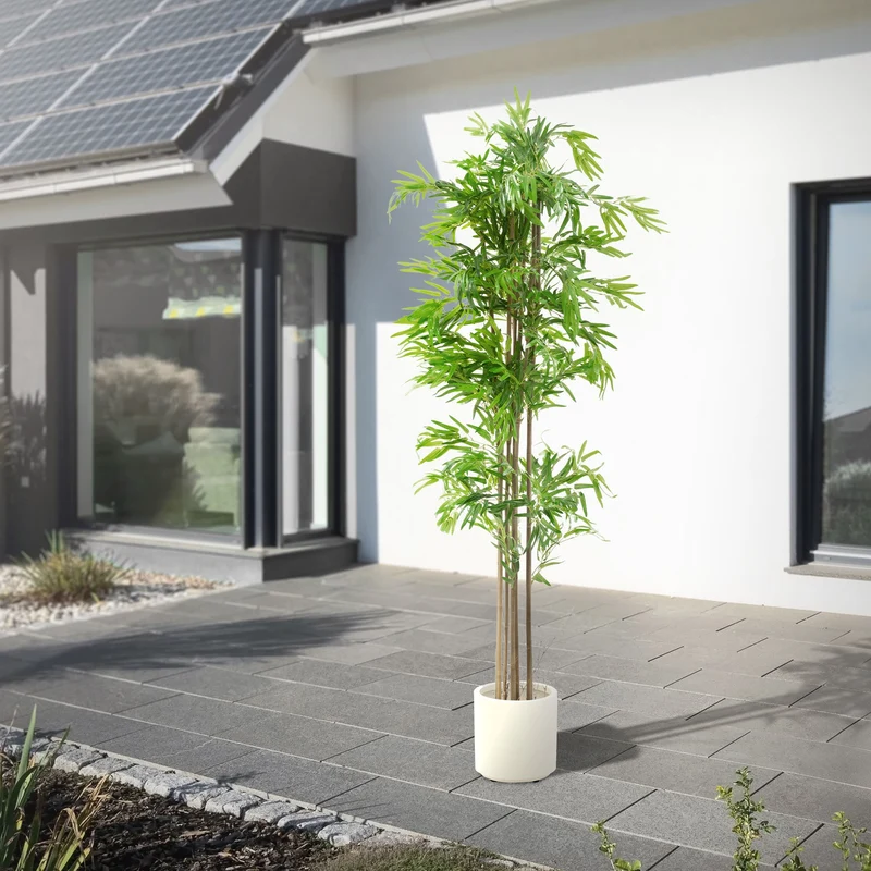 Künstlicher Bambus 210 cm Kunstpflanze mit Echtholzstamm ML-Design