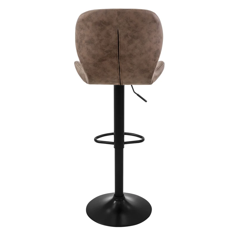 4er Set Barhocker Braun Kunstlederbezug mit Rückenlehne und Fußstütze höhenverstellbar 59-79cm ML-Design