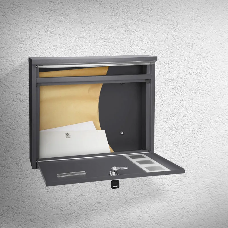 Briefkasten 36x31,5x11,5 cm Anthrazit aus Edelstahl ML-Design
