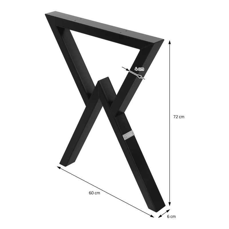 2 Stück Tischbeine B60xH72 cm Tischkufen X-Form Stahl pulverbeschichtet Schwarz ML-Design