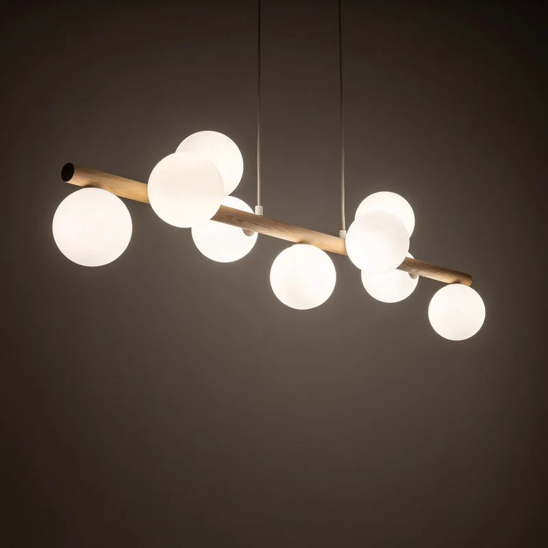 B-Ware Hängeleuchte Estera Opalglas Holz neunflammig Hängelampe Lampe SIEHE TEXT/F37