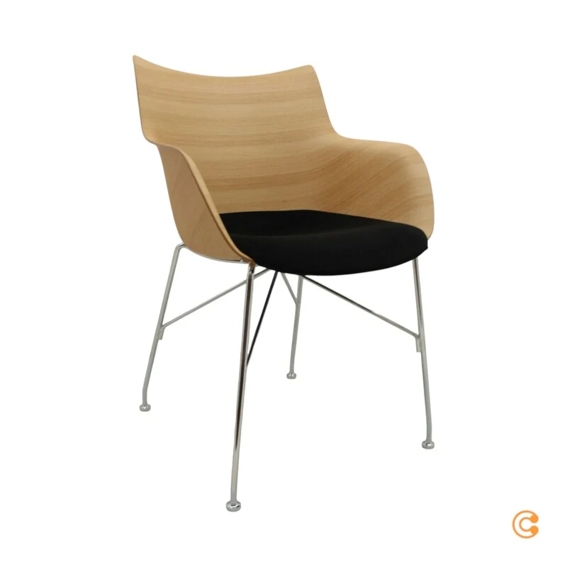 B-Ware Kartell Q/Wood Stuhl mit Rollen Bürostuhl Schreibtischstuhl Drehstuhl Bürosessel