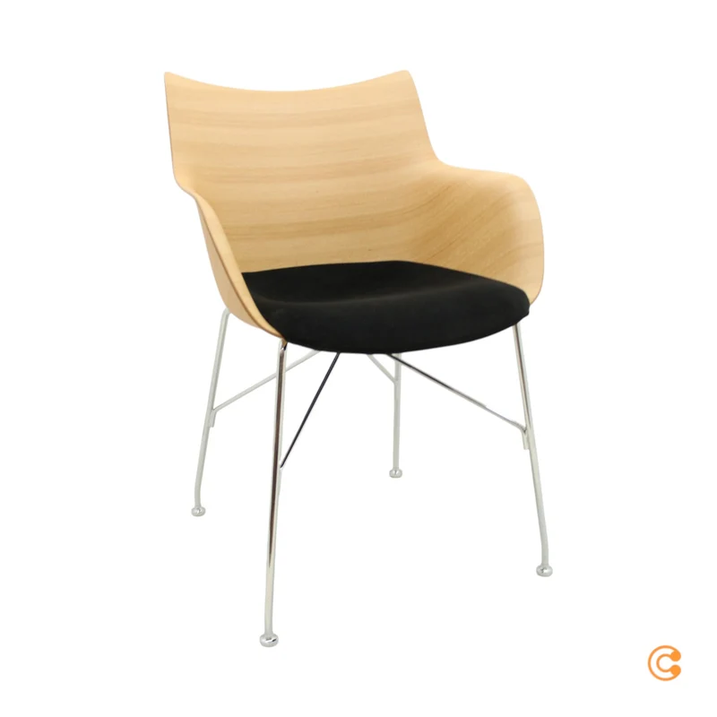 B-Ware Kartell Q/Wood Stuhl mit Rollen Bürostuhl Schreibtischstuhl Drehstuhl Bürosessel