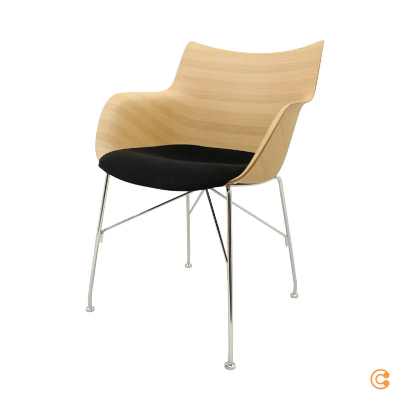 B-Ware Kartell Q/Wood Stuhl mit Rollen Bürostuhl Schreibtischstuhl Drehstuhl Bürosessel