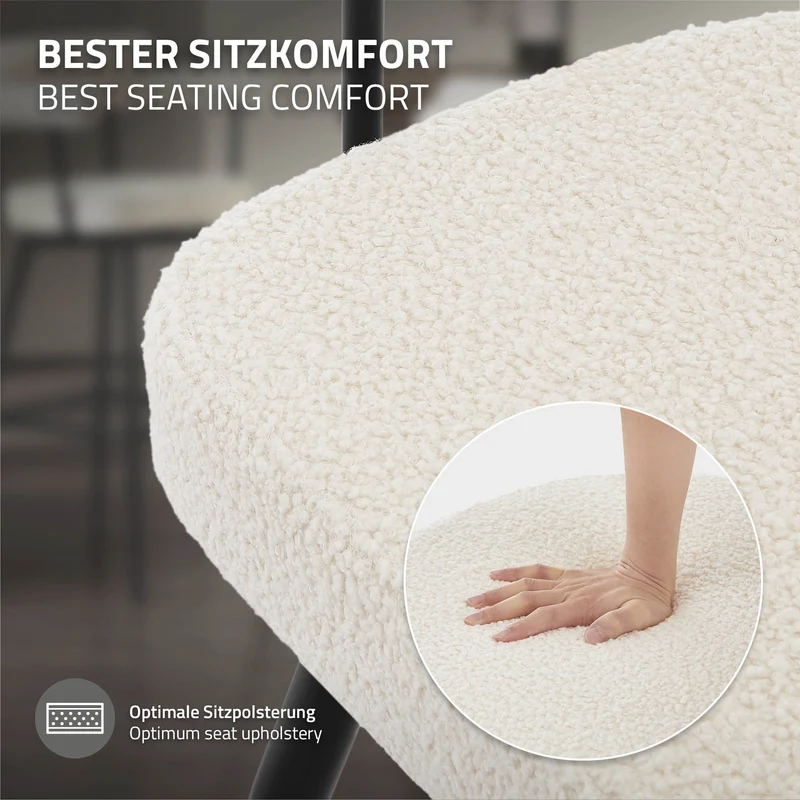 4er Set Barhocker 360° drehbar Beige 61x103x55 cm mit Arm-, Rückenlehne und Fußstütze bis 120 kg ML-Design
