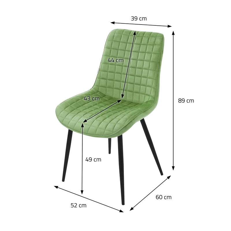 B-Ware Esszimmerstuhl 2er Set Salbei mit Samtbezug und Stahlbeinen Küchenstuhl mit Rückenlehne ML-Design