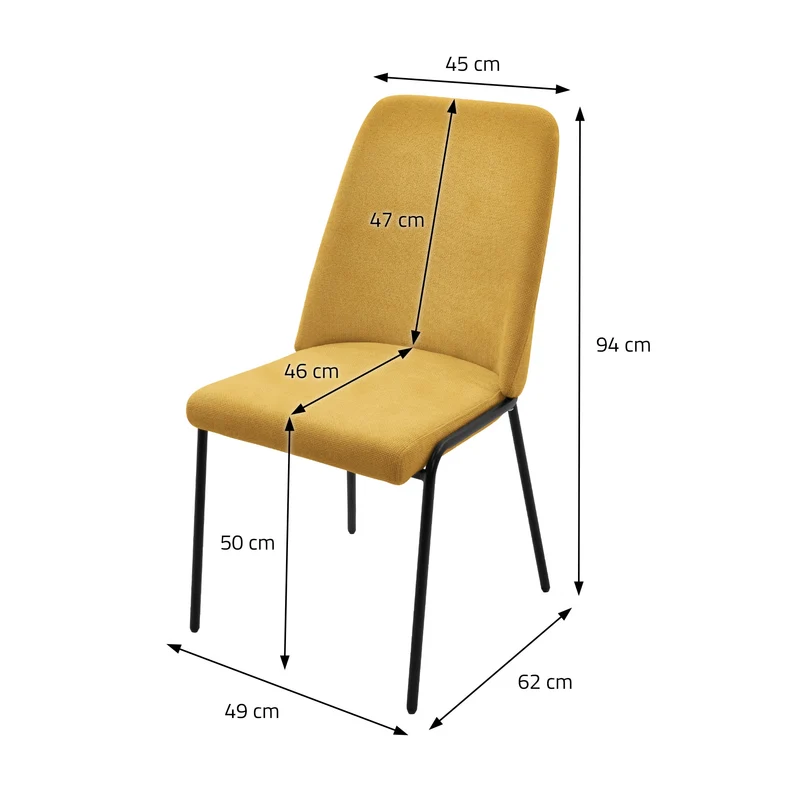 B-Ware Esszimmerstühle 2er Set Senf mit Rückenlehne, Polsterstühle für Esszimmer & Küche ML-Design