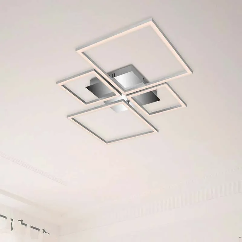 B-Ware Briloner Deckenleuchte Frame LED Lampe dimmbar 4-flammig Aluminium 75x46,7cm
