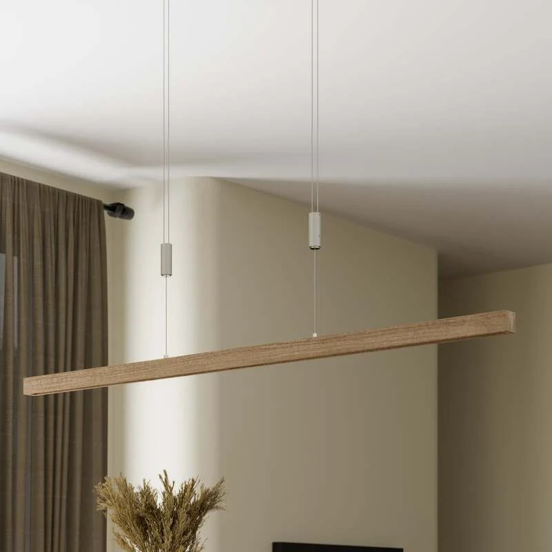 B-Ware quitani Pendelleuchte Hängeleuchte Nora LED Lampe dimmbar Eiche natur 118cm