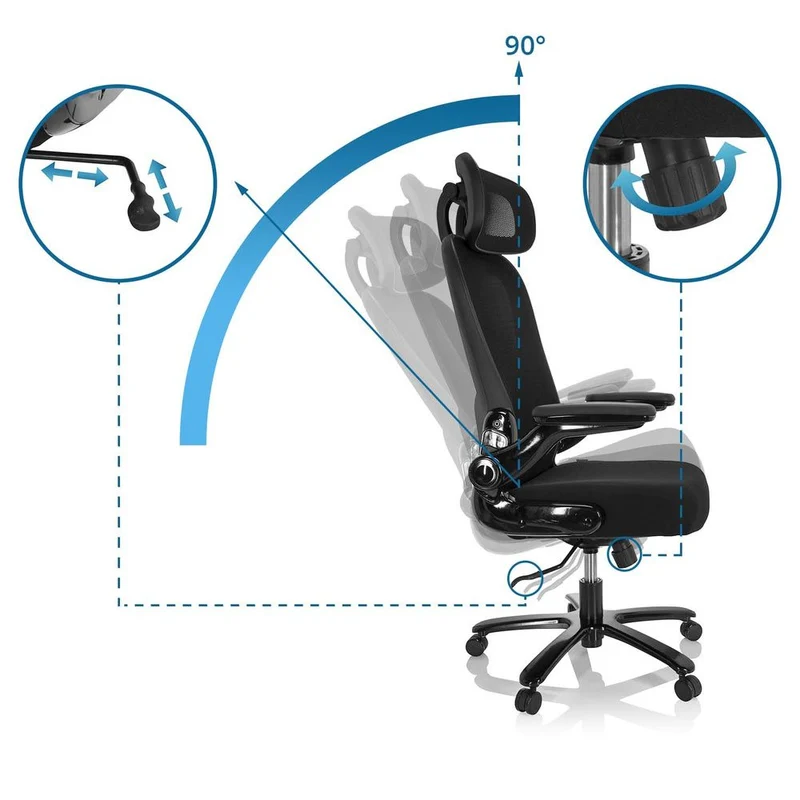 B-Ware hjh OFFICE INSTRUCTOR SW I PRO Stoff/Netz XXL Drehstuhl Bürostuhl Stuhl Schwarz