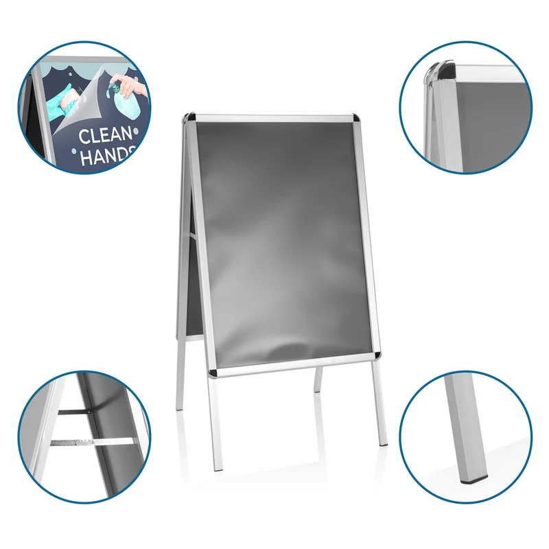 B-Ware hjh OFFICE Kundenstopper Gehwegaufsteller Plakatständer Aluminium AGENDA II