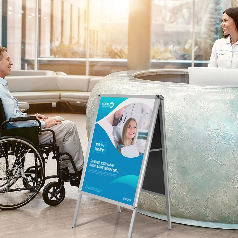 B-Ware hjh OFFICE Kundenstopper Gehwegaufsteller Plakatständer Aluminium AGENDA II