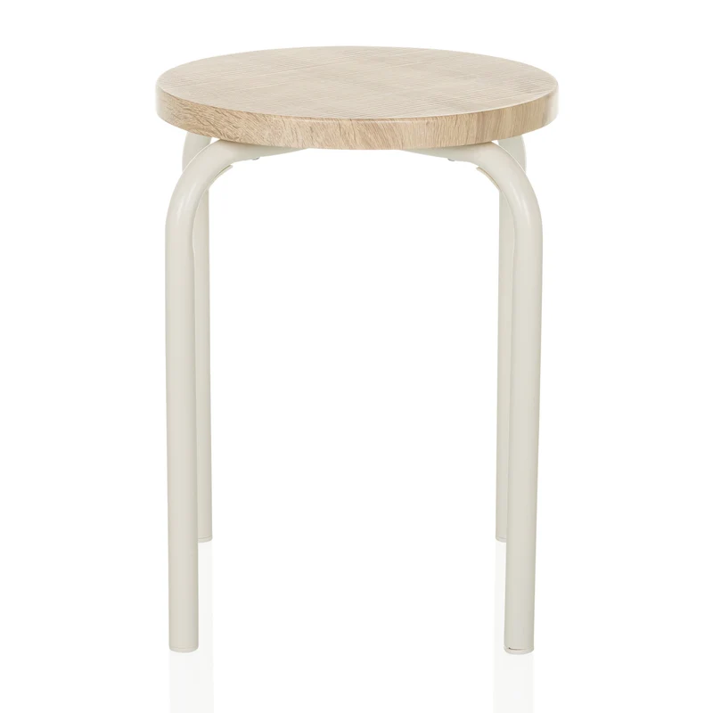 B-Ware hjh LIVING ALRANDA Metall MDF weiß eiche Stapelhocker Sitzhocker Hocker