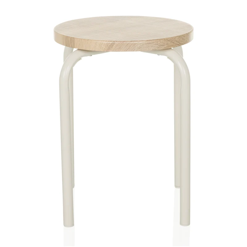 B-Ware hjh LIVING ALRANDA Metall MDF weiß eiche Stapelhocker Sitzhocker Hocker