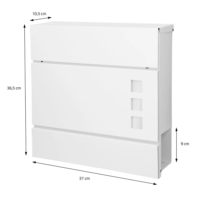 Standbriefkasten mit Zeitungsfach 37 cm Weiß inkl. Ständer 120 cm hoch Silber Briefkasten freistehend