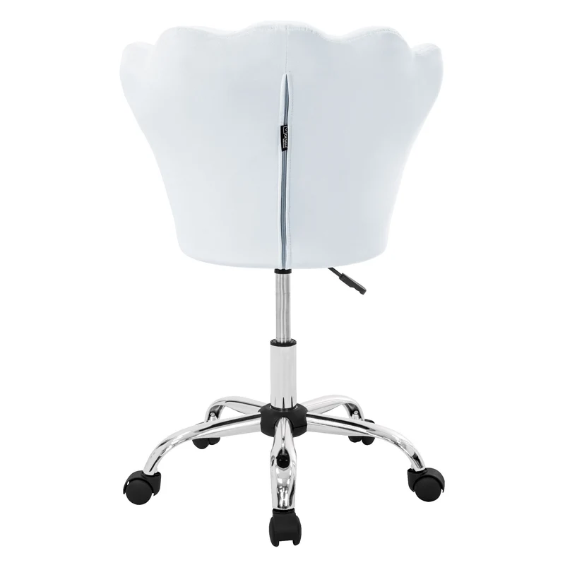 Bürostuhl mit Rollen und Rückenlehne Muscheldesign 55x60 cm Hellblau aus Samt Schminktisch Stuhl ML-Design