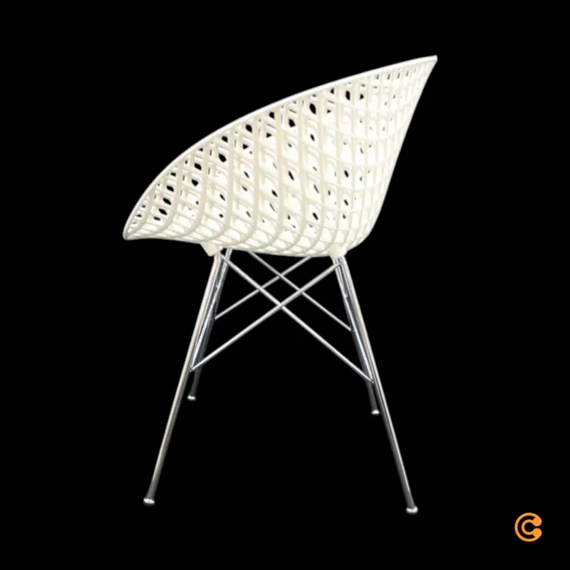 B-Ware Kartell Smatrik Stuhl Esszimmerstuhl Küchenstuhl Designerstuhl verchromt weiß