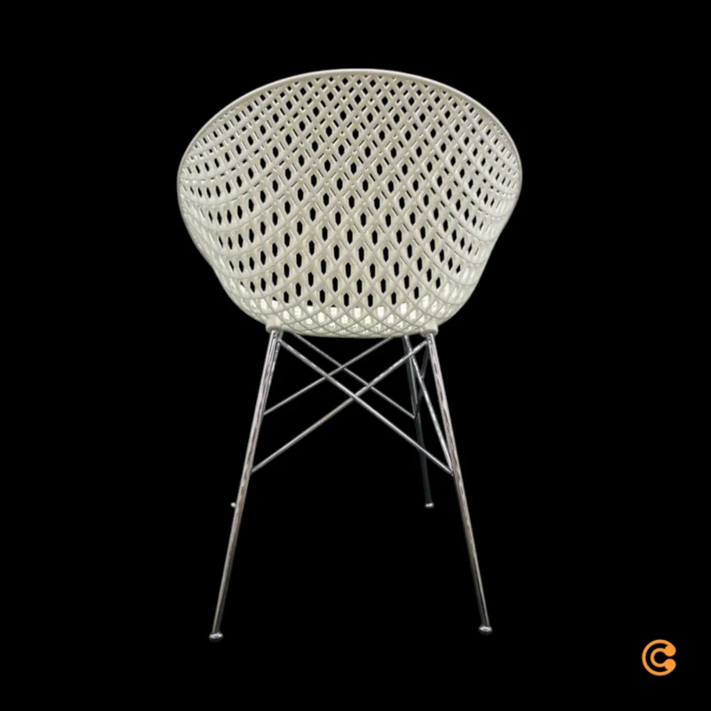 B-Ware Kartell Smatrik Stuhl Esszimmerstuhl Küchenstuhl Designerstuhl verchromt weiß