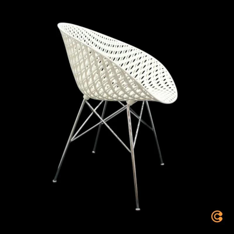 B-Ware Kartell Smatrik Stuhl Esszimmerstuhl Küchenstuhl Designerstuhl verchromt weiß