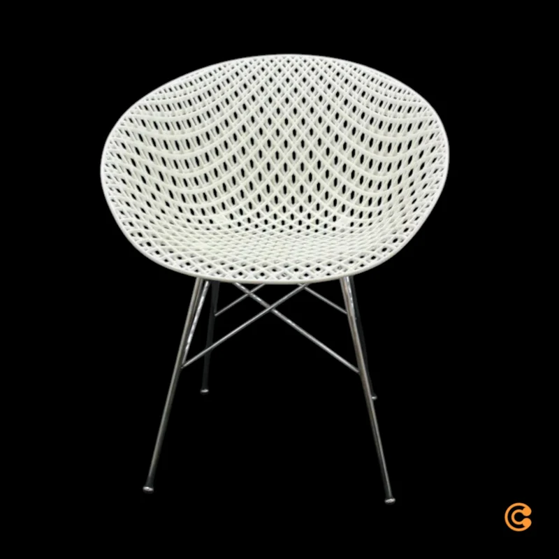 B-Ware Kartell Smatrik Stuhl Esszimmerstuhl Küchenstuhl Designerstuhl verchromt weiß