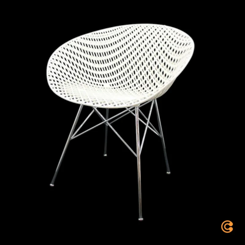 B-Ware Kartell Smatrik Stuhl Esszimmerstuhl Küchenstuhl Designerstuhl verchromt weiß