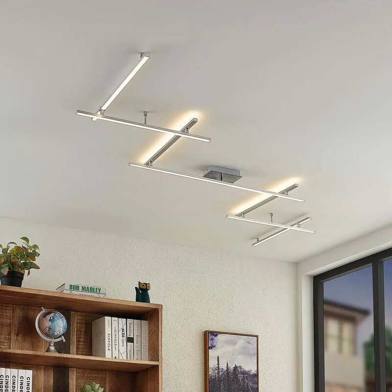 B-Ware Lindby Deckenleuchte Kerem LED Lampe dimmbar nickel 345cm 2300 Lumen warmweiß