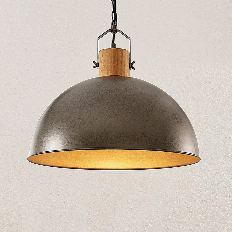 B-Ware Lindby Hängeleuchte Holgar LED Pendelleuchte Lampe dimmbar grün Ø45cm Holz