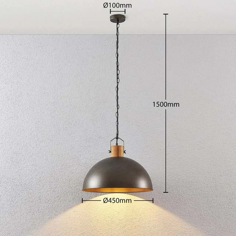 B-Ware Lindby Hängeleuchte Holgar LED Pendelleuchte Lampe dimmbar grün Ø45cm Holz