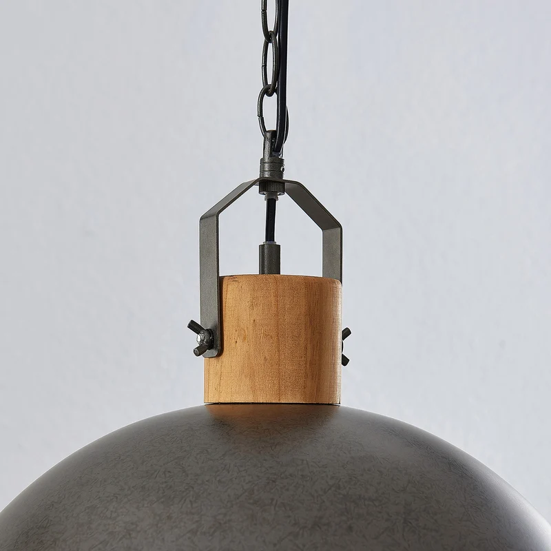 B-Ware Lindby Hängeleuchte Holgar LED Pendelleuchte Lampe dimmbar grün Ø45cm Holz