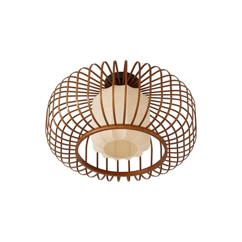 B-Ware Lindby Deckenleuchte Davella LED Lampe Hängelampe dimmbar Bambus Ø50cm natur