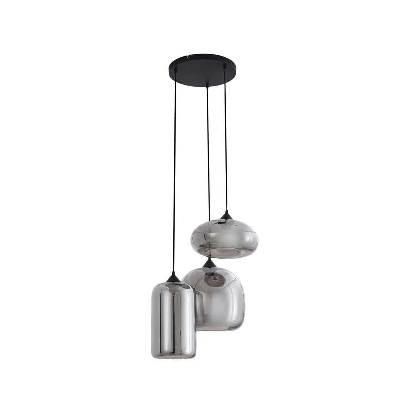 B-Ware Lindby Hängeleuchte Pendelleuchte Marla Glas 50cm Rondell grau SIEHE TEXT/FOTO