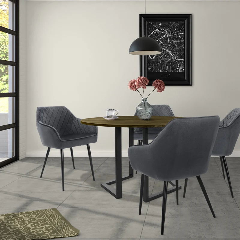 B-Ware Esszimmerstuhl 2er Set Anthrazit Samtbezug mit Metallbeinen inkl. Montagematerial ML-Design