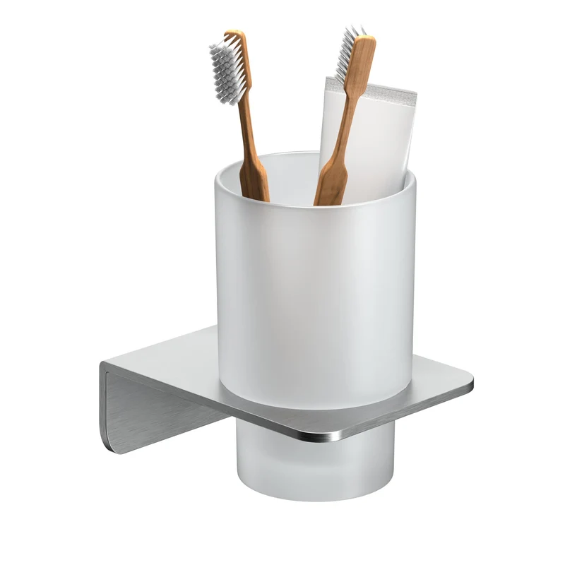 B-Ware WEISSENSTEIN Zahnputzbecherhalter Becher Badezimmer Halter Milchglas Silber W167