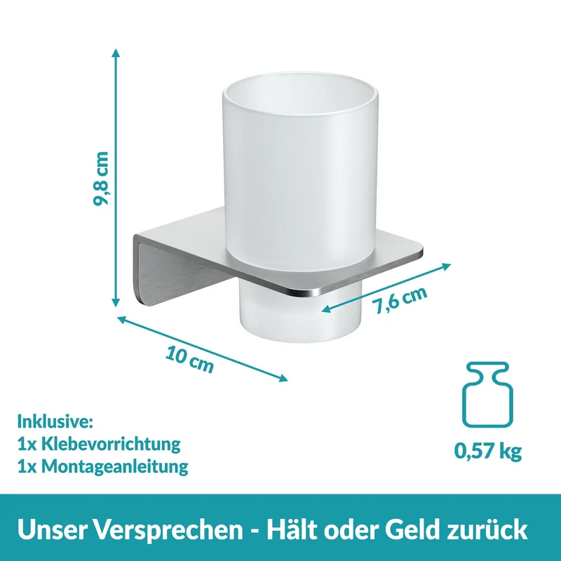 B-Ware WEISSENSTEIN Zahnputzbecherhalter Becher Badezimmer Halter Milchglas Silber W167