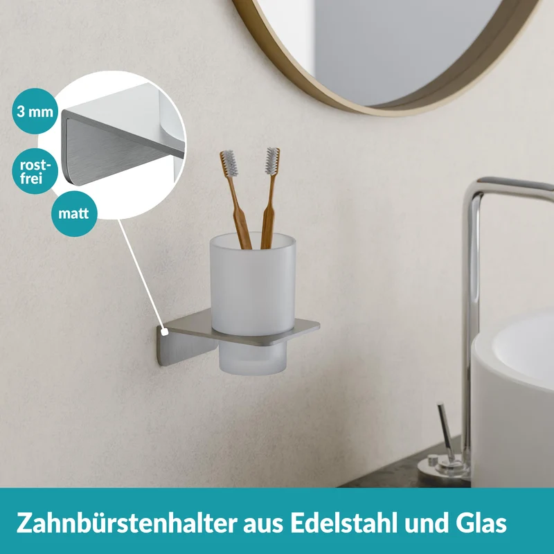B-Ware WEISSENSTEIN Zahnputzbecherhalter Becher Badezimmer Halter Milchglas Silber W167