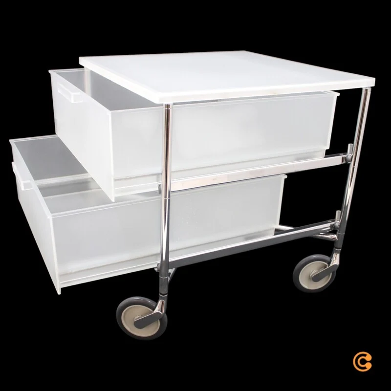 B-Ware Kartell Mobil Rollcontainer Rollregal 2 Schubladen eisfarben halbtransparent
