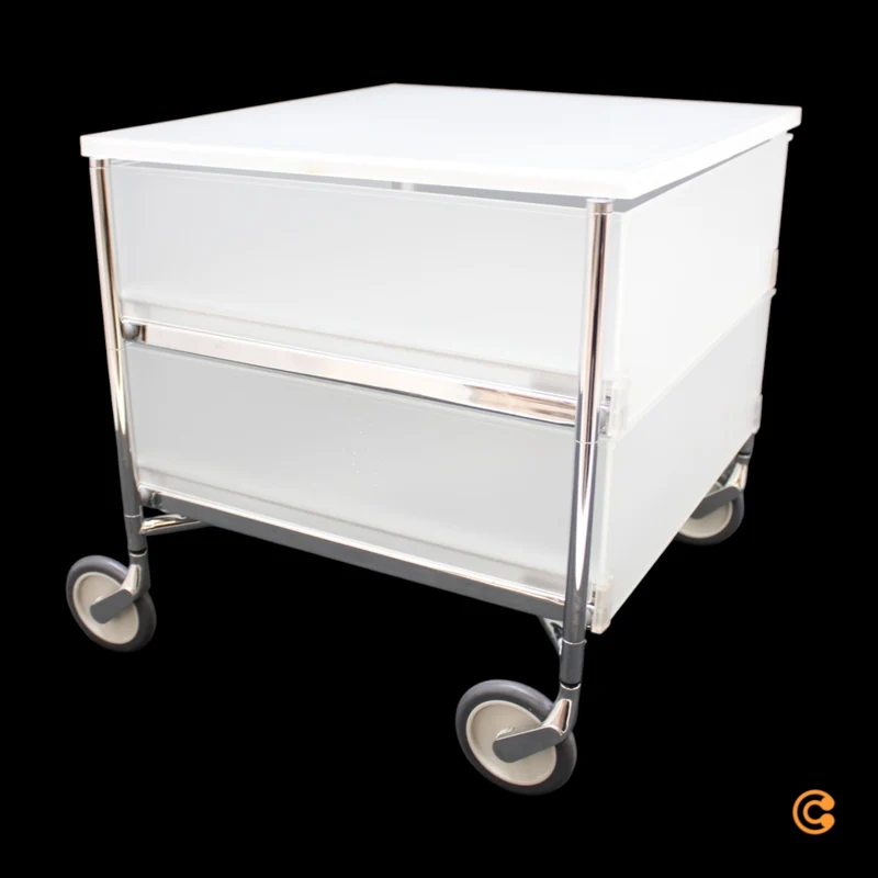 B-Ware Kartell Mobil Rollcontainer Rollregal 2 Schubladen eisfarben halbtransparent