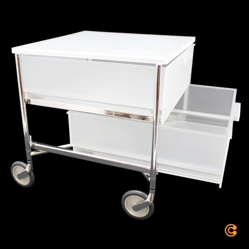 B-Ware Kartell Mobil Rollcontainer Rollregal 2 Schubladen eisfarben halbtransparent