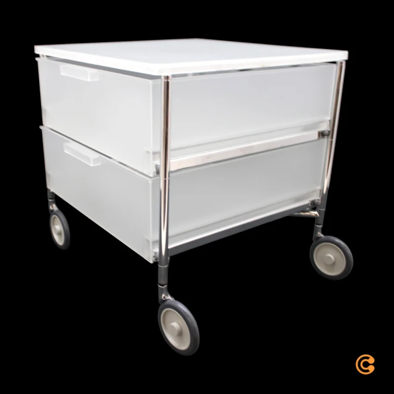 B-Ware Kartell Mobil Rollcontainer Rollregal 2 Schubladen eisfarben halbtransparent