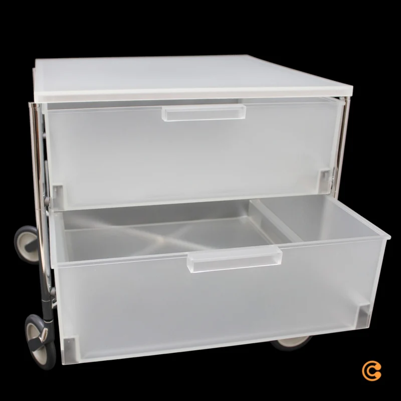 B-Ware Kartell Mobil Rollcontainer Rollregal 2 Schubladen eisfarben halbtransparent