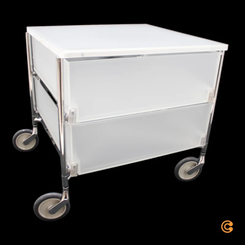 B-Ware Kartell Mobil Rollcontainer Rollregal 2 Schubladen eisfarben halbtransparent