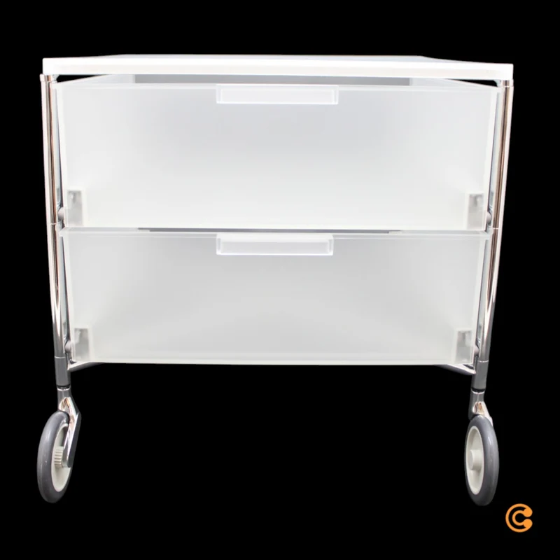B-Ware Kartell Mobil Rollcontainer Rollregal 2 Schubladen eisfarben halbtransparent